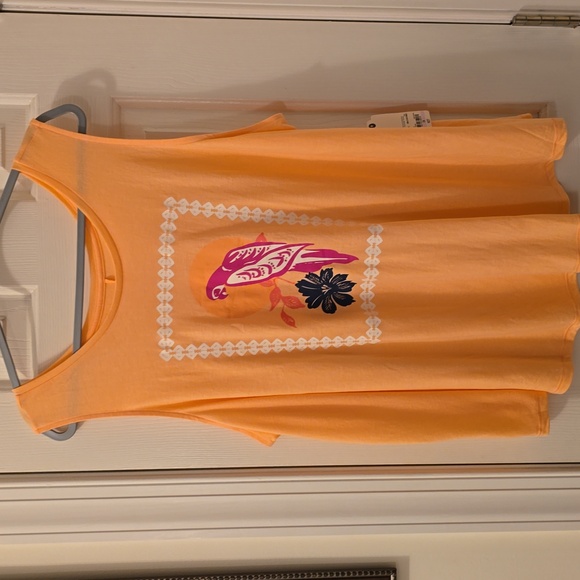 ST. JOHN'S BAY WOMENS PEACH TROPICAL PLUS SIZE TANK TOP SIZE 2X - Picture 3 of 12